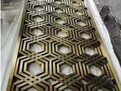 不銹鋼屏風(fēng)隔斷 中式客廳餐廳柵格 金屬鏤空玄花格隔斷屏風(fēng)定制