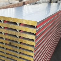 工廠定做 50mm-100mm隔熱防火隔音外墻瓦楞巖棉板 彩鋼夾芯巖棉板