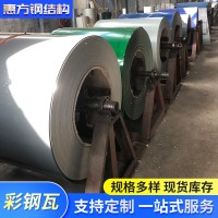 鋼結構屋面彩瓦彩鋼鐵皮瓦鍍鋁鋅彩涂卷壓型瓦楞鋼板藍色彩涂卷