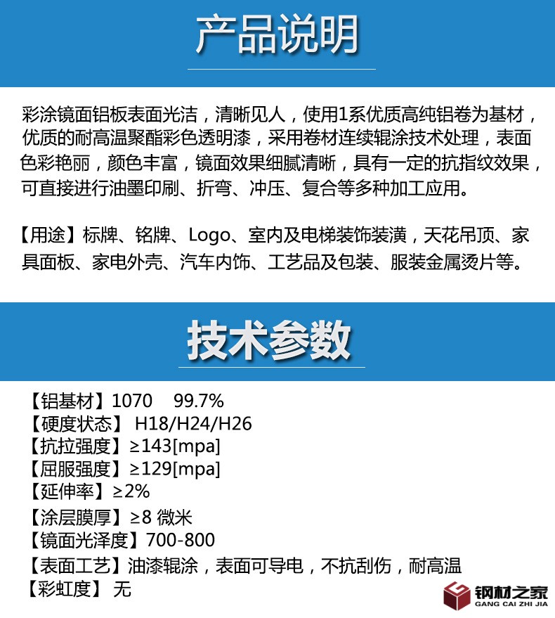 彩涂鏡面鋁技術(shù)參數(shù)