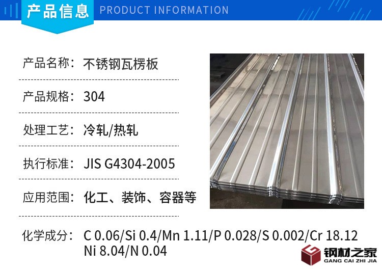 304不銹鋼C型鋼瓦楞板