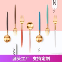 304不銹鋼刀叉勺西餐 四件套咖啡勺筷子禮品套裝勺子 葡萄牙餐具