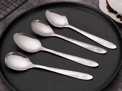 不銹鋼仙鶴勺子加厚長柄勺食堂餐廳幼兒園兒童輔食圓勺純色調羹