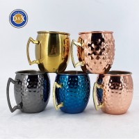 工廠直供moscow mule不銹鋼雞尾酒啤酒杯 錘點鼓形杯莫斯科騾子杯