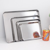304不銹鋼食品級(jí)平底盤(pán) 長(zhǎng)方形加厚蒸飯盤(pán)酒店烘焙家用烤肉烤盤(pán)