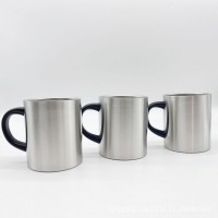 跨境廠家新款雙層不銹鋼杯子304口杯帶蓋韓式水杯 保溫把手馬克杯