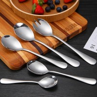 1010不銹鋼餐具沙拉叉勺水果沙拉叉勺一體大小橢圓飯勺湯勺吃面勺