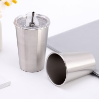 跨境專供304不銹鋼啤酒杯 便攜簡約單層卷邊冷飲咖啡水杯 隨手杯