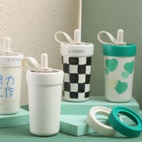 現貨批發316不銹鋼吸管杯ins風兒童可放可樂罐保溫保冷咖啡杯