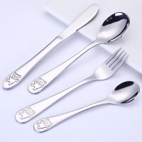 現(xiàn)貨可定logo不銹鋼餐具卡通小熊兒童不銹鋼餐具兒童刀叉勺