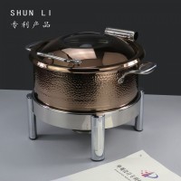 不銹鋼錘紋自助餐爐煲液壓電加熱餐爐酒店商用高檔可視保溫布菲爐