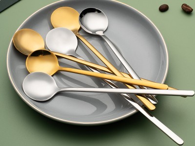 304不銹鋼攪拌勺 酒吧長柄冰勺蜂蜜攪拌勺創意咖啡勺子