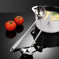 加厚304不銹鋼湯勺漏勺亮光盛湯盛粥長柄勺子家用廚房漏勺火鍋勺