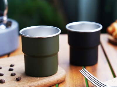 戶外單層臺階杯熱銷304不銹鋼燕子杯ins高顏值野外便捷卷邊露營杯