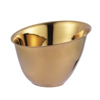 直供火鍋店餐具不銹鋼沙拉碗 商用金色自助餐調料斜口生菜蔬菜桶
