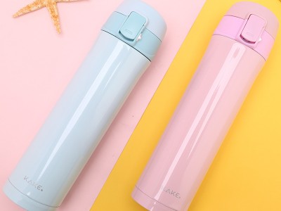 KAKE創意不銹鋼保溫杯日本單手開啟真空彈跳杯商務廠家批發