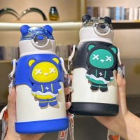 新款高顏值便攜兒童學生卡通316背帶不銹鋼真空保溫杯壺吸管水杯