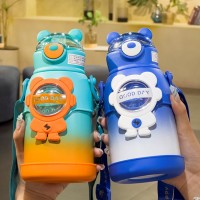 網紅可愛高顏值背帶便攜兒童學生316不銹鋼真空吸管水杯保溫杯