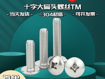 304不銹鋼M3-M8扁圓頭機螺釘TM傘頭蘑菇頭機絲十字大扁 頭螺絲批發