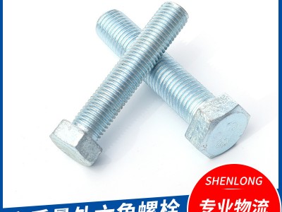 定制不銹鋼外六角螺栓 m8緊固件全牙螺栓鍍鋅六角頭全螺紋螺絲