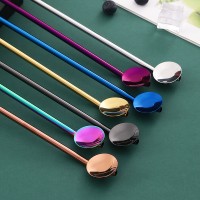 304不銹鋼吸管勺鍍鈦彩色創(chuàng)意吸管直勺奶茶咖啡兩用吸管攪拌勺