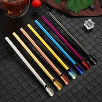 304不銹鋼吸管 創(chuàng)意奶茶冷飲咖啡攪拌沙冰吸管鍍色兩用吸管勺