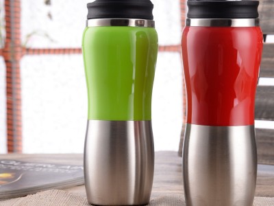 不銹鋼花生杯外塑內鋼汽車杯車載半鋼塑料禮品杯雙鋼促銷logo