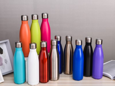 雙層304不銹鋼保溫杯 大容量可樂瓶運動水杯車載創意廣告禮品杯子