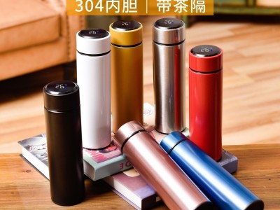 304商務不銹鋼溫度顯示溫控智能保溫杯批發 測溫直身杯子禮品水杯