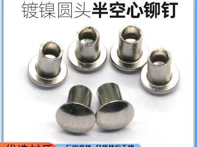 廠家供應 鐵半空心鉚釘m5 圓頭半空心鉚釘 自定義尺寸鍍鎳鐵柳釘
