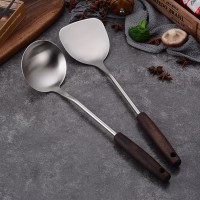 不銹鋼201實木柄鍋鏟套件網紅創意古木手柄廚具廠家烹飪勺鏟