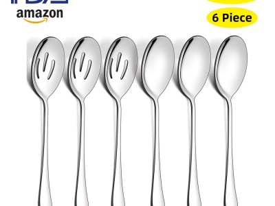 不銹鋼餐具公用勺公用漏6PCS套裝跨境亞馬遜服務(wù)勺服務(wù)漏