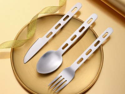 430野營不銹鋼餐具套裝野餐刀新款西餐具創意鏤空 露營戶外刀叉勺