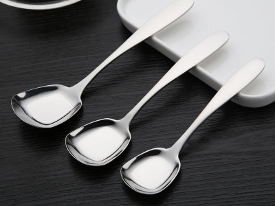 誠惠捷平底勺廠家直批不銹鋼勺子方頭平底勺創意兒童勺甜品勺飯勺