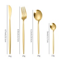 跨境亞馬孫不銹鋼餐具葡萄牙24件套裝西餐牛排刀叉勺四主件鍍金色
