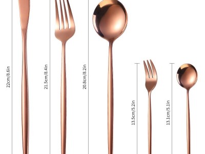 跨境亞馬遜葡萄牙不銹鋼刀叉勺餐具30件套金色西餐牛排刀叉勺套裝